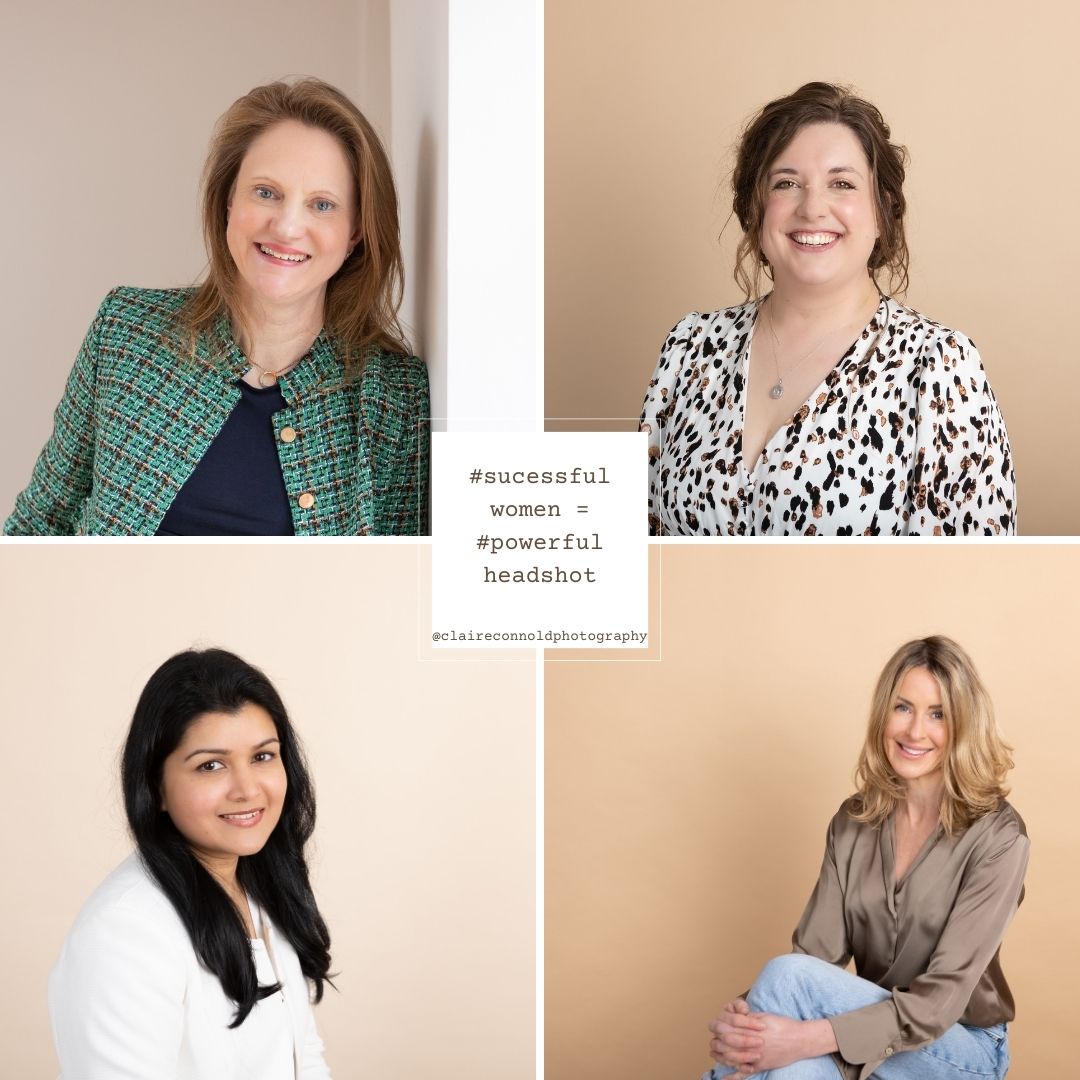 collage of four professional women headshots with cream backgrounds